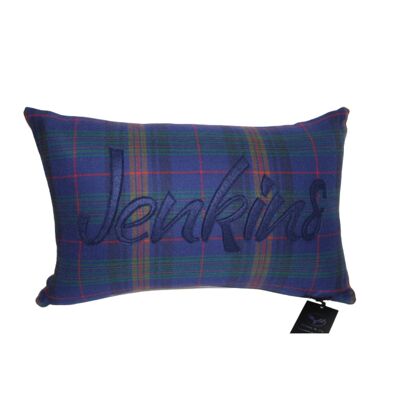 Welsh clan tartan personalised cushions Jenkins