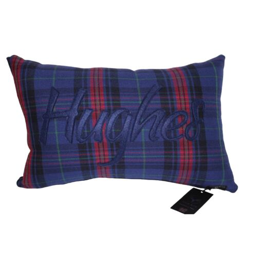 Welsh clan tartan personalised cushions Hughes