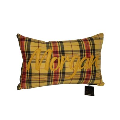 Welsh clan tartan personalised cushions Morgan