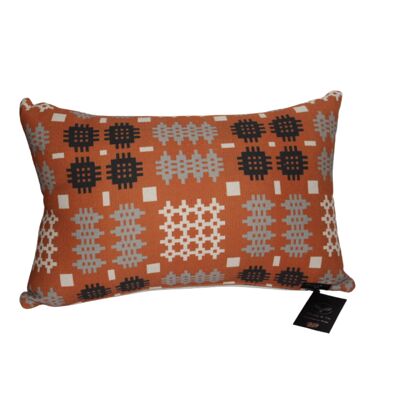 Welsh Tapestry Print Rectangle Cushion (Cover only) Copper