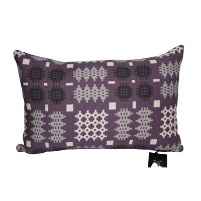 Welsh Tapestry Print Rectangle Cushion (Cover only) Purple