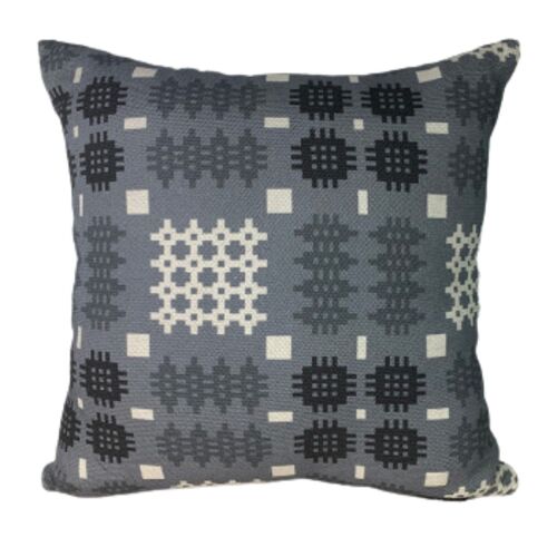 Welsh Tapestry Print Square Cushion Grey