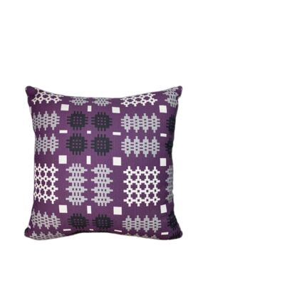 Welsh Tapestry Print Square Cushion Purple