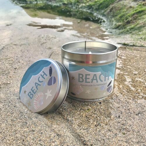 Beach (Rock Salt & Driftwood) Scented Soy Wax Candle Tin