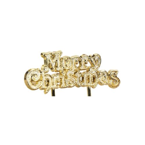Merry Christmas Motto Cake Toppers Gold