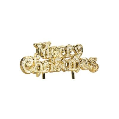 Merry Christmas Motto Cake Toppers Gold