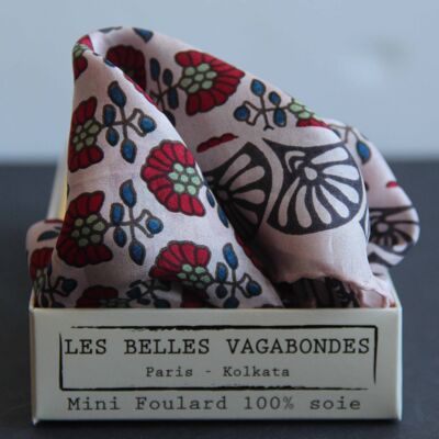 Mini Foulard en soie Pondichery - Rose