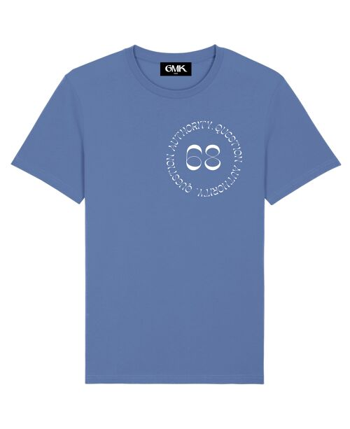 Question authority light blue tee