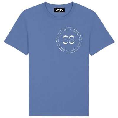 Question authority light blue tee