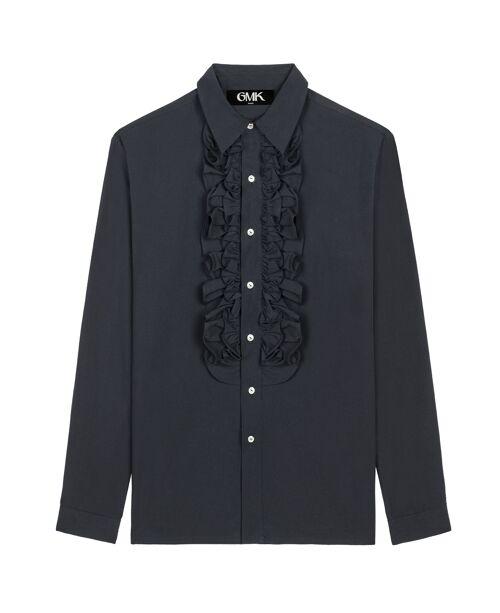 Jabot collar black shirt