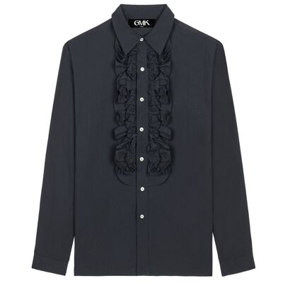 CAMICIA NERA CON COLLO JABOT