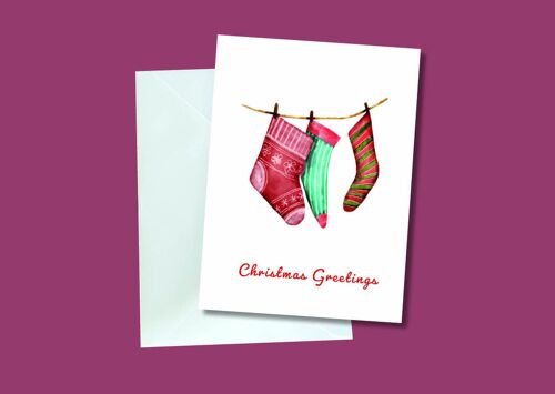 Christmas Stockings A6 Christmas Greeting Card.