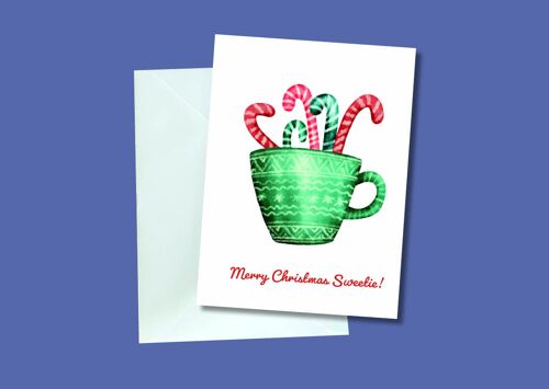 Candy canes A6 Christmas Greeting Card.