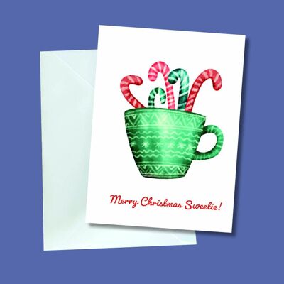 Candy canes A6 Christmas Greeting Card.