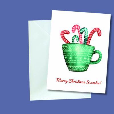 Cartolina d'auguri di Natale in formato A6 con bastoncini di zucchero.