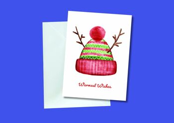 Carte de voeux de Noël Woolly Hat A6.