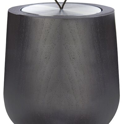 Wooden candle 200g Black / black - White Flowers