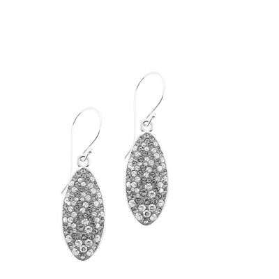 Grey crystal pavé drop and silver earrings