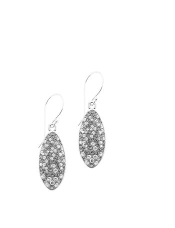 Boucles d'oreilles goutte et argent pavé de cristaux gris 1