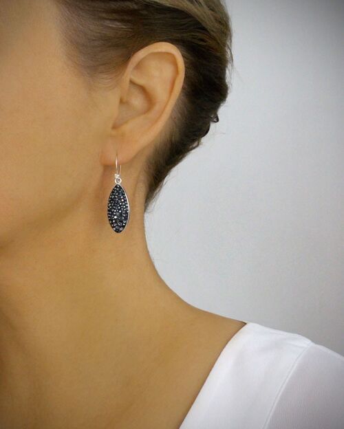 Black Diamond pavé drop and silver earrings