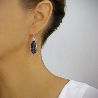 Black Diamond pavé drop and silver earrings