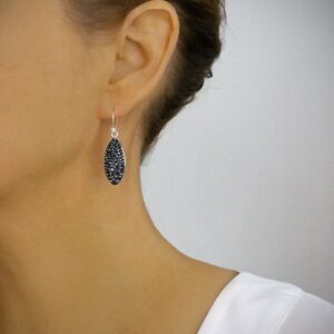 Boucles d'oreilles pendantes pavées Black Diamond et argent