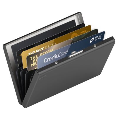 Porte-cartes en métal Porte-cartes avec blocage RFID - 6 cartes - Noir