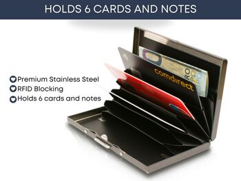 Porte-cartes en métal avec blocage RFID - 6 cartes et billets 8