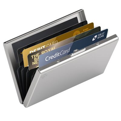 Portatarjetas de metal Portatarjetas de bloqueo RFID - 6 Tarjetas - Plateado