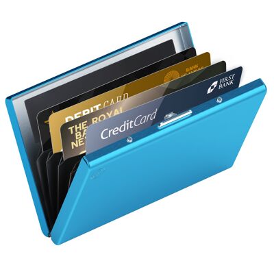 Metal Card Holder RFID blocking Card Holder- 6 Cards - Blue