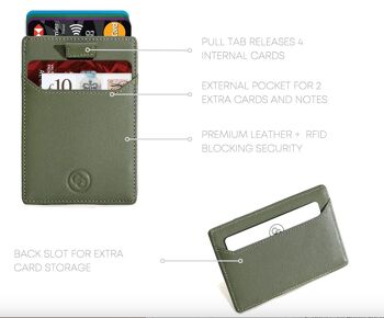 Portefeuille porte-cartes en cuir fin avec blocage RFID - 7 cartes et notes 3