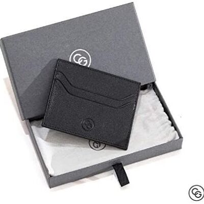 Porte-cartes anti-RFID en cuir mince noir - 5 cartes