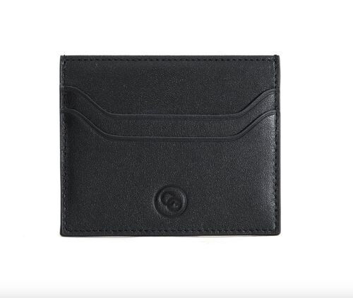 Black Slim Leather RFID Blocking Card Holder - 5 Cards