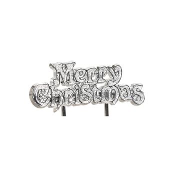 Merry Christmas Devise Cake Toppers Argent