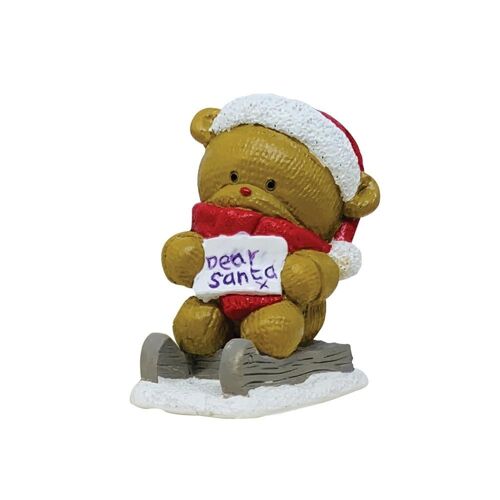 Dear Santa Teddy Bear Resin Cake Toppers