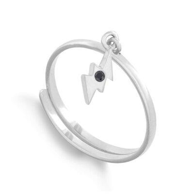 SVP Supersonic Small Silver Lightening Charm Adjustable Ring