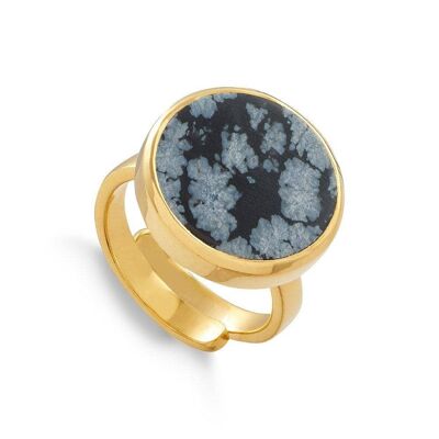 Bella Luna Snowflake Obsidian Gold Ring