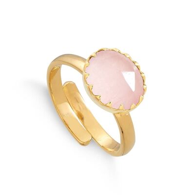 Rose Quartz Sunday Girl Midi Gold Adjustable Ring