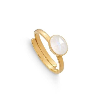 Atomic Mini Rainbow Moonstone Gold Ring