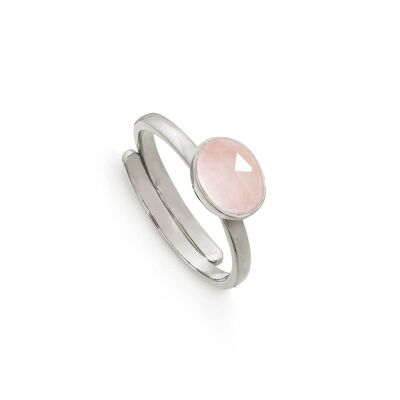 Atomic Mini Rose Quartz Silver Ring