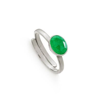 Atomic Mini Emerald Quartz Silver Ring