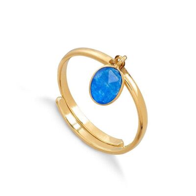 Rio Blue Quartz Gold Adjustable Ring