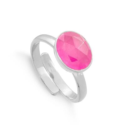 Ruby Quartz Atomic Midi Silver Adjustable Ring