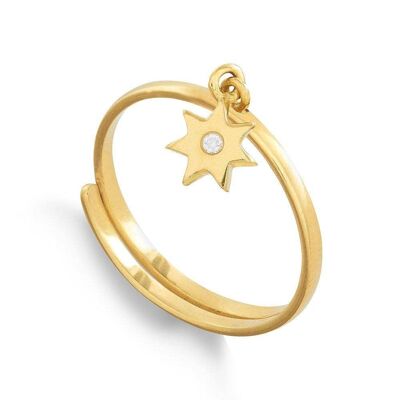 SVP Supersonic Small Sunstar Gold Charm Adjustable Ring