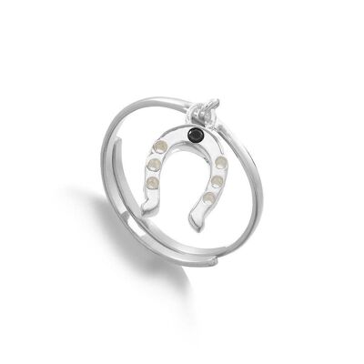 SVP Supersonic Medium Horseshoe Silver Charm Adjustable Ring