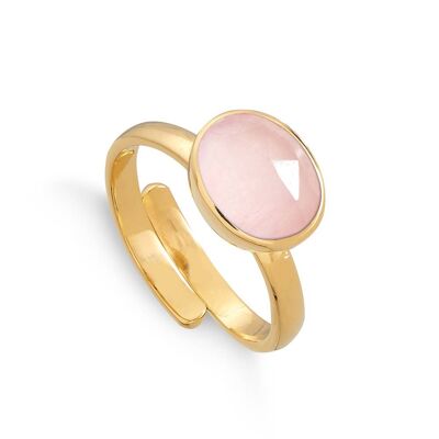 Rose Quartz Atomic Midi Gold Adjustable Ring