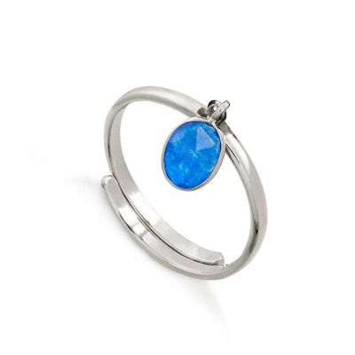 Rio Blue Quartz Silver Adjustable Ring