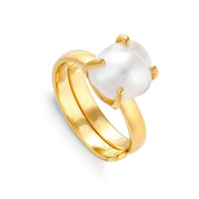SVP Veta White Baroque Pearl Gold Adjustable Ring