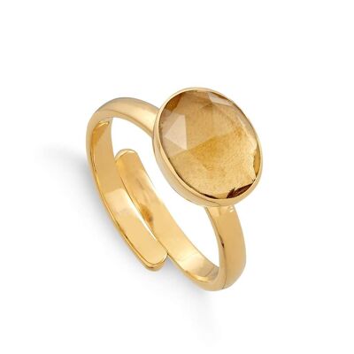 Champagne Quartz Atomic Midi Gold Vermeil Adjustable Ring