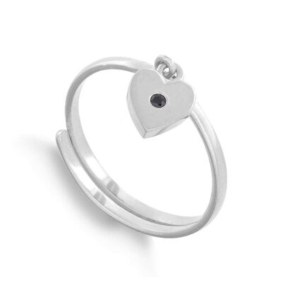 SVP Supersonic Small Heart Silver Charm Adjustable Ring